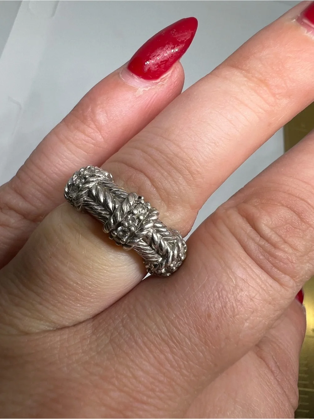 Judith Ripka Silver Braided Floral Band Ring - Picture 2 of 15